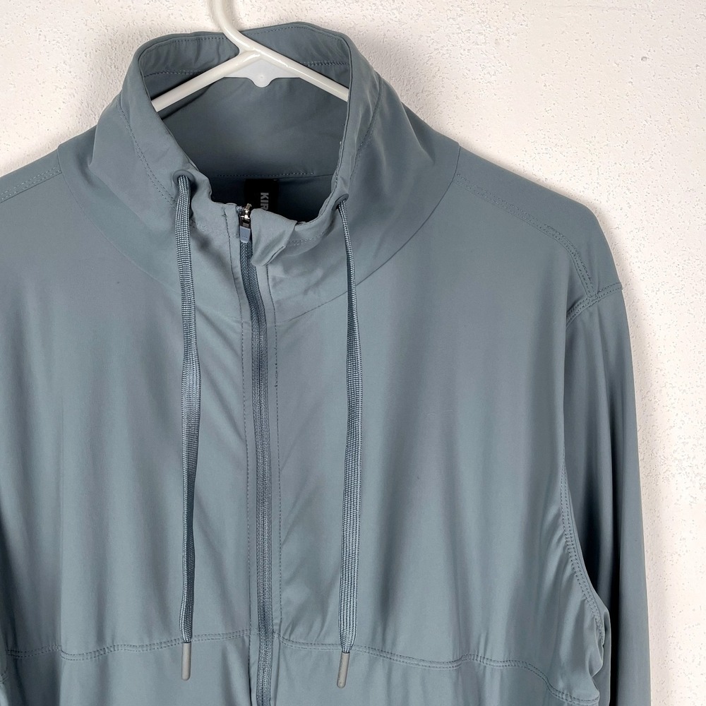 Kirkland Signature Ladies Active Full Zip Medium Blue Cowl Neck Jacket Gym Run